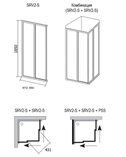 Душевая дверь Ravak Supernova SRV2-100-S 14VA0102Z1 Transparent профиль белый